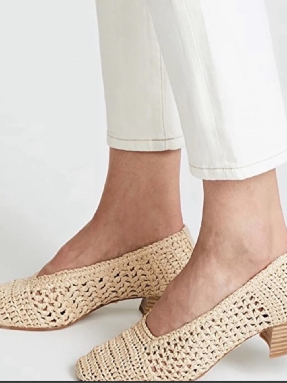 Vicenza Brazilian Woven Raffia Low Heel Pumps in Beige